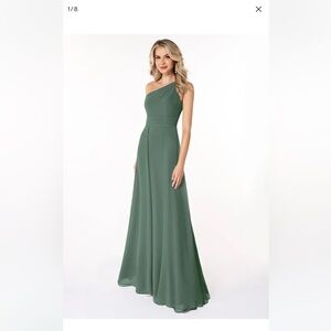 Azazie Dallas green one shoulder dress - A8 - eucalyptus - green - bridesmaid